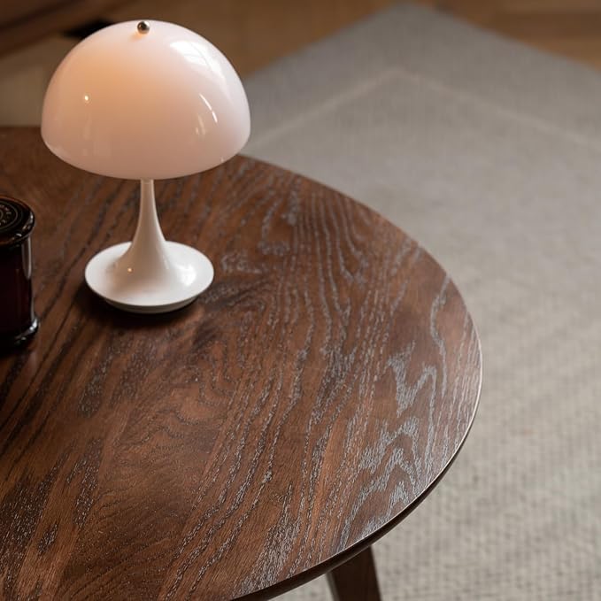 100% Solid Wood Round Coffee Table, Small Coffee Table w/Sturdy Legs, Wood Side Table for Bedroom Balcony Living Room (23.62" D x 13.78" H)