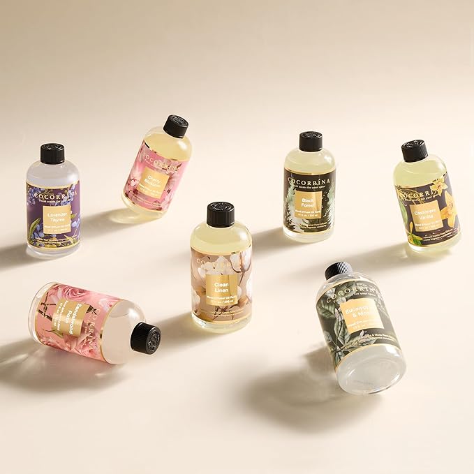 Cocorrína Reed Diffuser Refill Cherry Blossom 17oz (500ml) with 8 Sticks - Premium Long-Lasting Scented Oil, Home Fragrance for Bedroom, Bathroom Home Decor