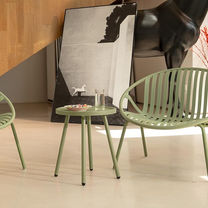 End Table Living Room Side Table, Round Accent Table Small Side Table Nightstand with 4 Legs, Modern Home Decor Coffee Table for Bedroom, Office, Small Space, Porch, Balcony, Indoor & Outdoor