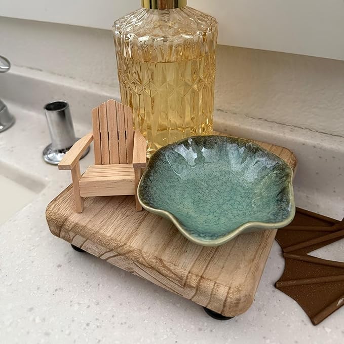 2Pcs Ceramic Jewelry Dish - Lotus Leaf Shape, for Ring Holder Necklace Small Key, Suitable for Mother Friend Sister, Gifts for Women, Cute Plate Trinket Tray, Home Decor (Emerald Green-2PCS)