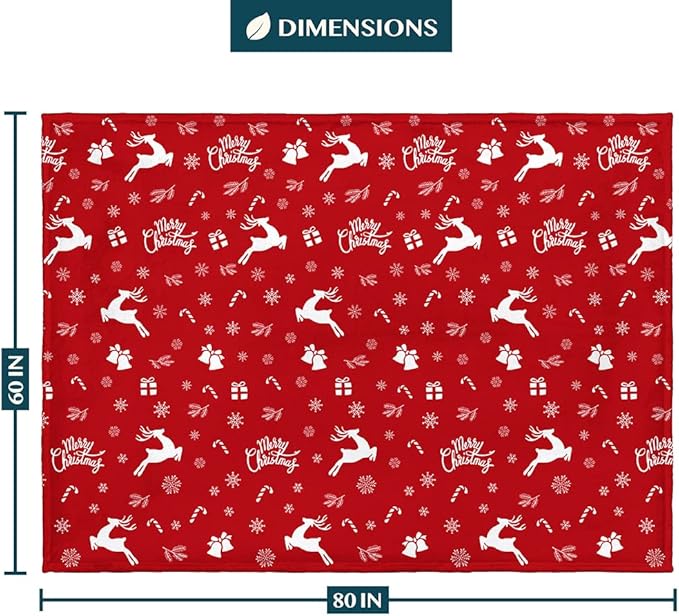 PAVILIA Premium Christmas Sherpa Throw Blanket | Christmas Decoration Gift, Fleece, Plush, Warm, Cozy Reversible Microfiber Holiday Blanket | Red Reindeer - 60x80 Twin