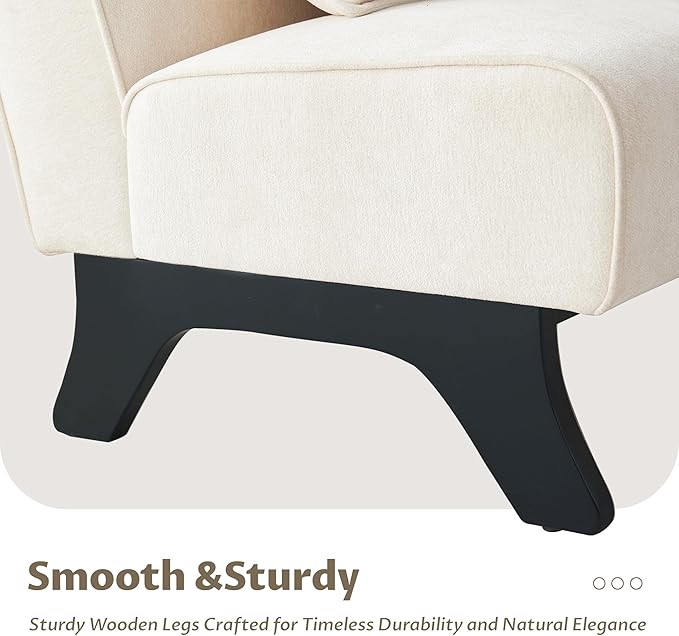 Set of 2 Upholstered Armless Accent Chair,Modern Comfy Living Room Chairs with Wooden Legs& Pillows,Lounge Sofa Side Chair for Bedroom Farmhouse Reading (Beige, 2 PCS)