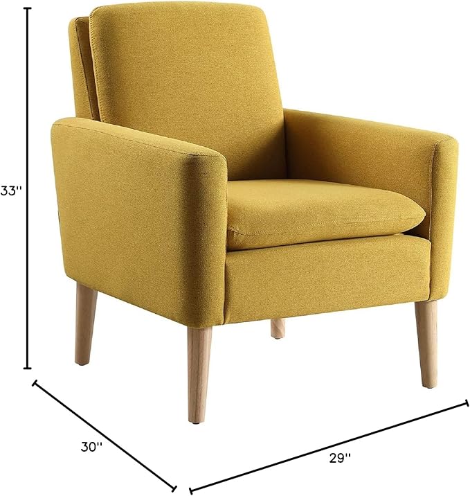 Lohoms Set of 2 Accent Chair for Living Room, Mustard Yellow Comfy Reading Leisure Chair for Bedroom, Mid-Century Modern Fabric Upholstered Armchair for Reading Nook, Waiting Area, Wood Legs