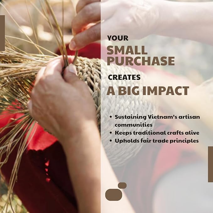 14" Handmade Wicker Tray with Scalloped Edge, Seagrass Basket with Handles, Decorative Boho Accent for Coffee Table or Ottoman, Holiday Serving