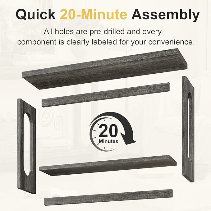 Entryway Console Table, 55" Wood Grey Console Table Narrow Sofa Tables with Storage Hallway Foyer Tables for Entryway, Living Room, Hallway