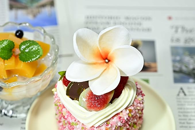 Birthday Gifts for Women 10pcs Gradient Orange Flowers PU Real Touch Flowers Hawaiian Plumeria Frangipani Artificial Flowers for DIY Birthday Gifts Wedding Gifts Home Decor Table Centerpiece