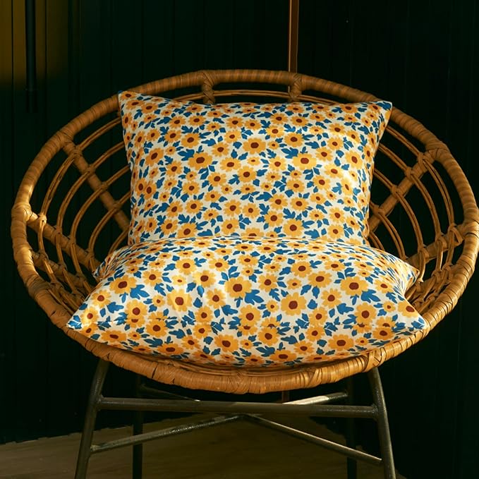 Sunflower Floral Outdoor Lumbar Pillows Waterproof 12x20 for Patio Furniture Set of 2 Yellow Decorative Pillow Covers for Couch Porch Chair Bench Reversable Cottage Farmhouse Pillow Cases Gold