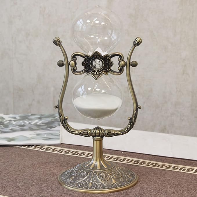 Hourglass Timer, 15 Minutes Hourglass Timer,Hourglass Desk Decor，Embossed Golden Hourglass Timer,Used for Vintage Home Decoration, Office Decoration, Kitchen Wedding Gifts (C)