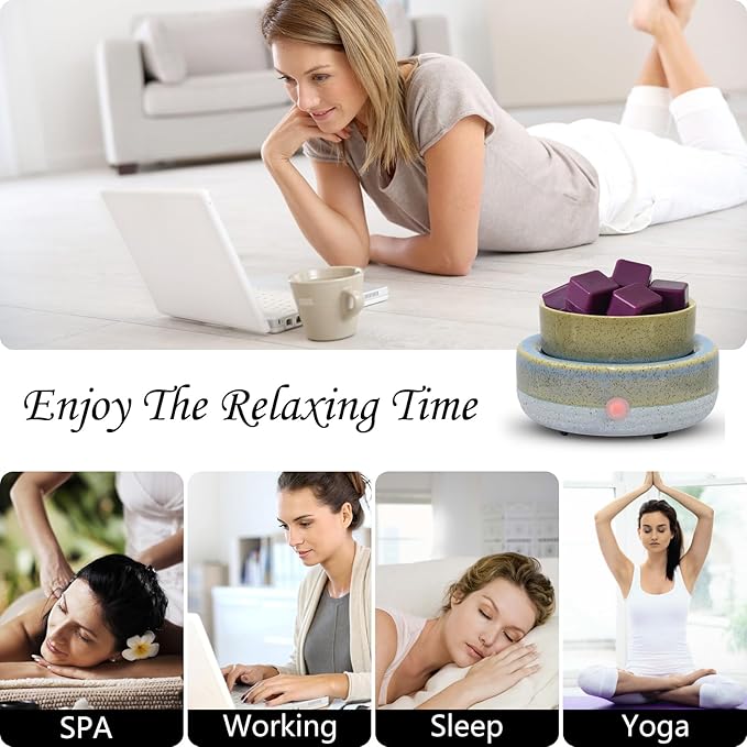 Wax Melt Warmer, Ceramic Candle Melter Melting Wax 3-in-1 Oil Burner Electric Fits Yankee Large Jar, Scented Candle Holder for Home Decor Gifts for Mom Grandma Women Girls