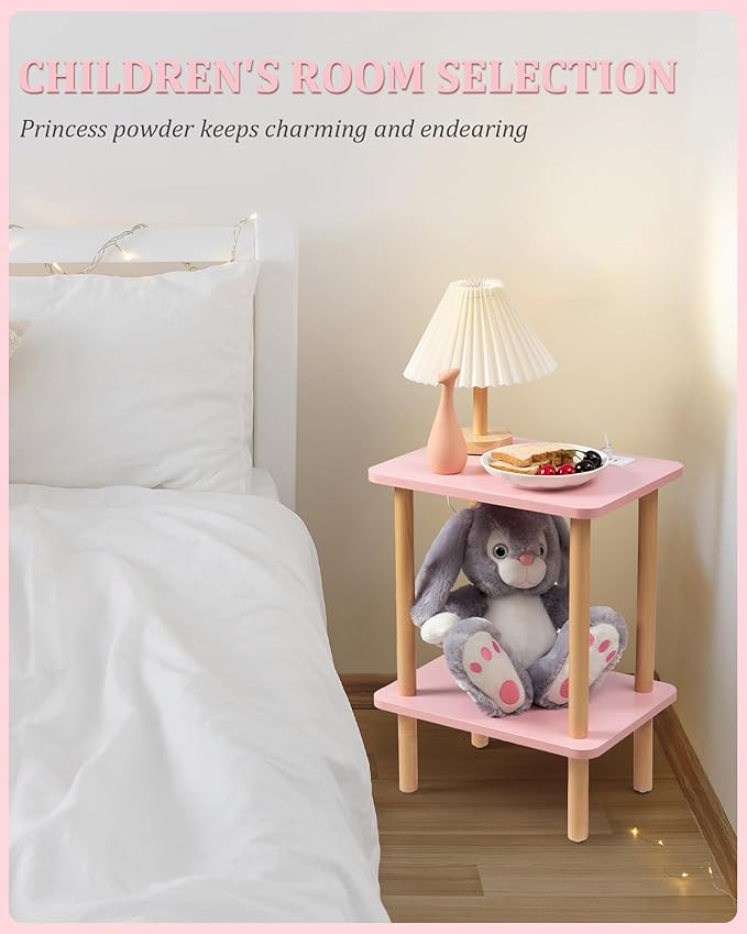 FORAOFUR Side Table with Charging Station, Small Side Table with 2 USB Ports and Outlets, End Tables for Small Spaces in Living Room, Bedroom & Nursery, 2 Tier Nightstand