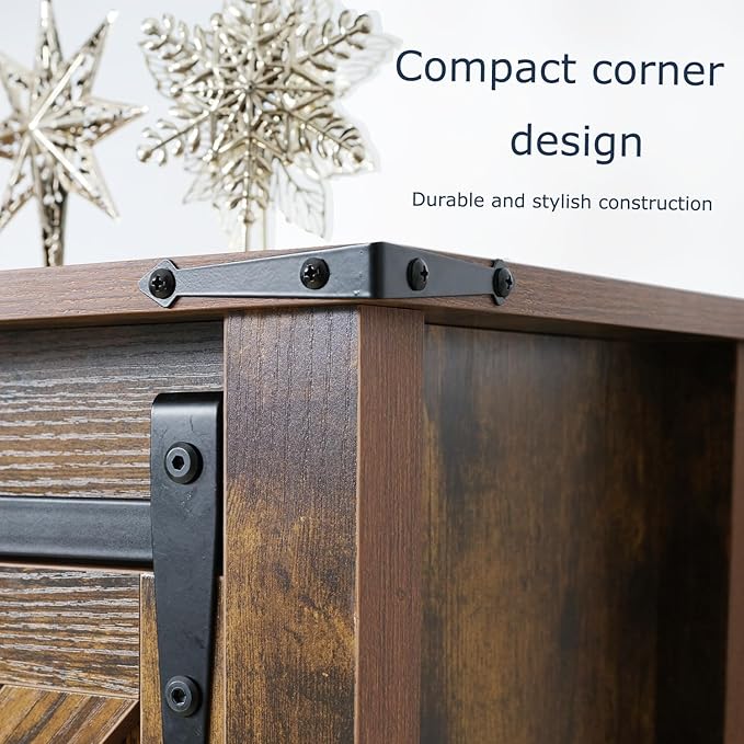 Entryway Table with Sliding Barn Doors, 43" Farmhouse Console Table with Storage Shelf, Behind Couch Sofa for Hallway, Entryway, Foyer, Brown