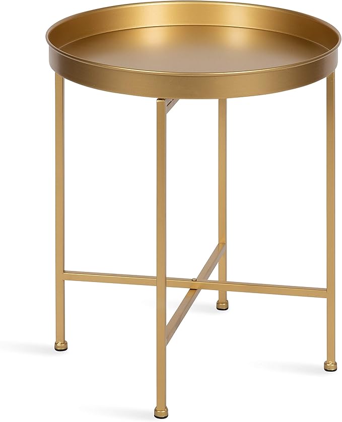 Kate and Laurel Celia Glam Round Side Table, 18.25 x 18.25 x 22, Gold, Modern Minimalist Accent Table for Storage and Display