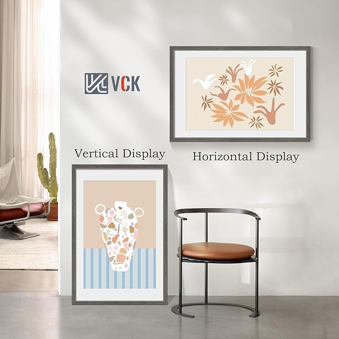 VCK 20x30 Poster Frame 5 Pack - Grey, High-End Wood Picture Frames with Polished Plexiglass, Display 16x24 Photo with Mat or 20x30 without Mat, Art Gallery-Quality, Wall Hanging, Grey