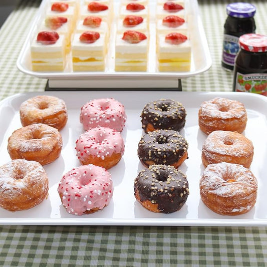 17 x 12 inches Melamine Serving Tray, Dinner Plate Tray, Serving Platter for Appetizers, Breakfast, Drinks, Barbecues and Parties, White