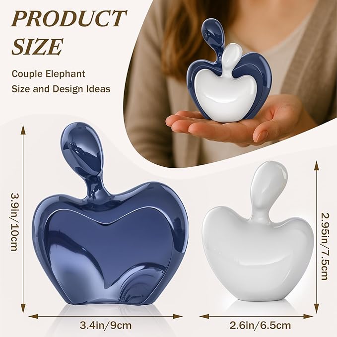 XMGZQ Blue White Mini Hugging Couple Statue Ceramic Lover Figurine Home Decor is a Romantic Gift for Her on Wedding Anniversary and Valentines, TV Stand Decoration Knick Knacks for Shelves (Blue)