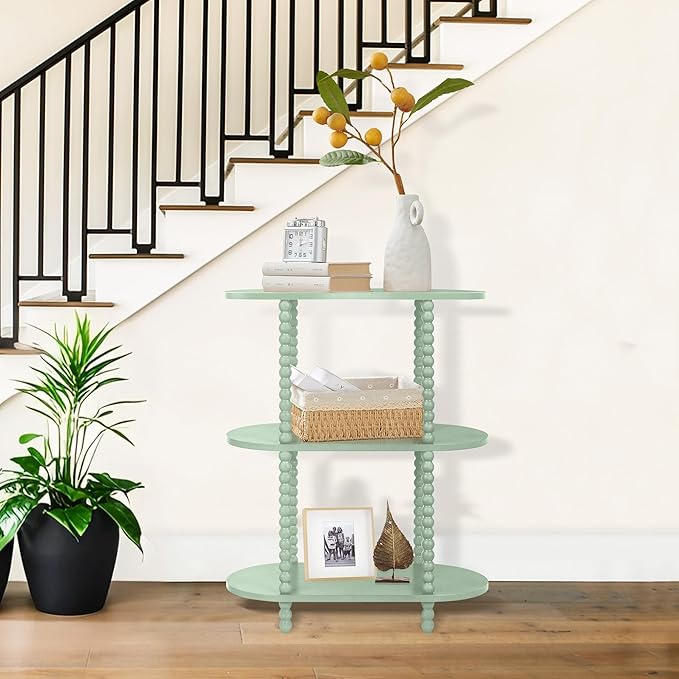 Console Table, Narrow Sofa Table with Storage Shelves, Skinny Side Table for Living Room, Bedroom, Entryway, Foyer, Hallway, Green