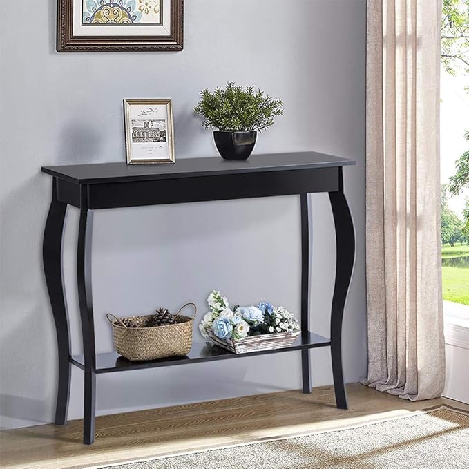 ChooChoo Narrow Console Table, Chic Accent Sofa Table, Entryway Table, 39.3 Inch, Black