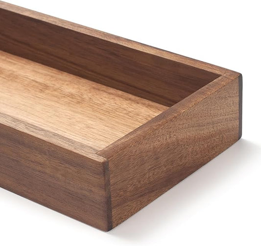 Bathroom Vanity Tray, Bathroom Tray for Counter, Acacia Wood Toilet Tank Tray for Organizing and Home Decor (11.8 x 4.5 x 1.6 inch)