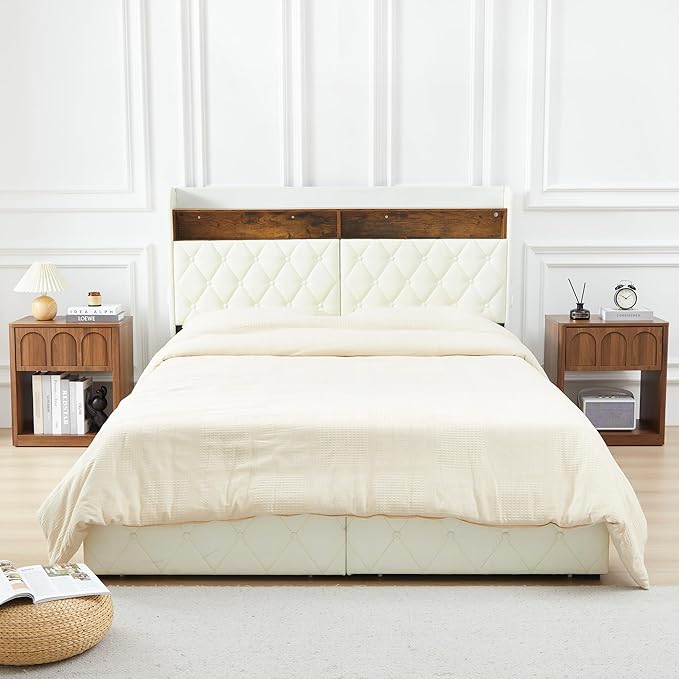 Nightstand Set of 2, 19.69" Wide Bedside Table with Arched Finish, Modern Night Stands with Curved Profile, Mid Century End Table for Bedroom Living Room (Walnut-2 Packs)