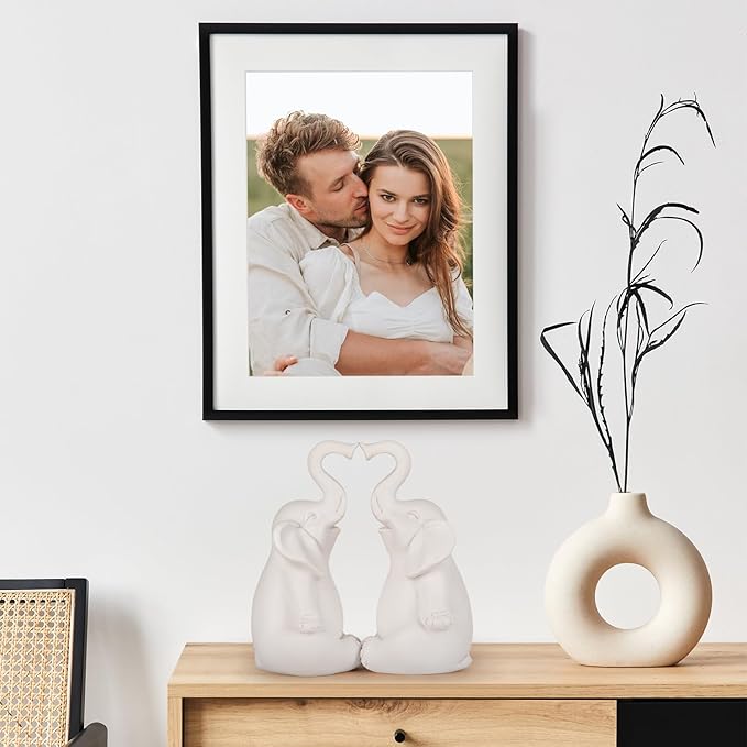 Loving Pair of Elephants - Handmade Elephant Statues - Symbolic Home Decor Figurines for Love, Luck, and Harmony, Ideal Gift for Wedding, Anniversary, Mother's Day