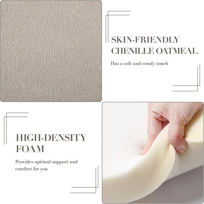 CIMOTA Storage Ottoman Bench, Upholstered End of Bed Storage Bench with Safety Hinge, Large Storage Chest with Seating, Modern Entryway Bench for Bedroom, Living Room, Chenille Oatmeal