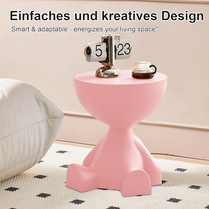 Mini Circle Side Table, Small Modern Bowl-Shaped Coffee Table, Sofa End Table Nightstand, Modern Bedside Home Decor for Living Room, Bedroom，Living Room (Large Pink)