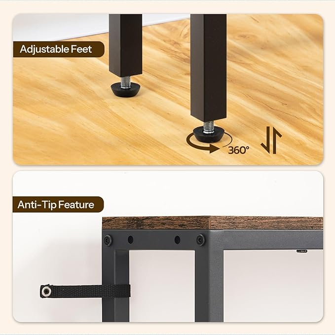 Narrow Console Table, 70.9" Behind Couch Table Skinny, Small Entryway Table with Power Outlets, Modern Hallway Table for Living Room, Entryway, Rustic Brown and Black CT15UBR