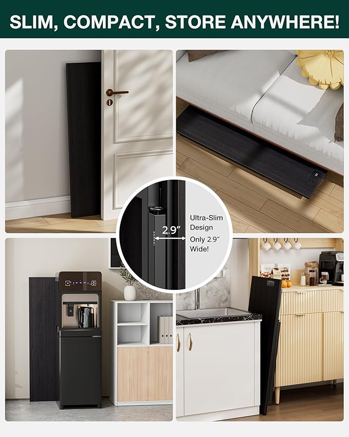 Frylr Small Folding Computer Desk – 43.3 Inch Portable Table for Craft and Study, Lightweight Desk for Small Spaces, Foldable Laptop Table Built-in AC/USB Outlets for Convenience, Charcoal Wenge