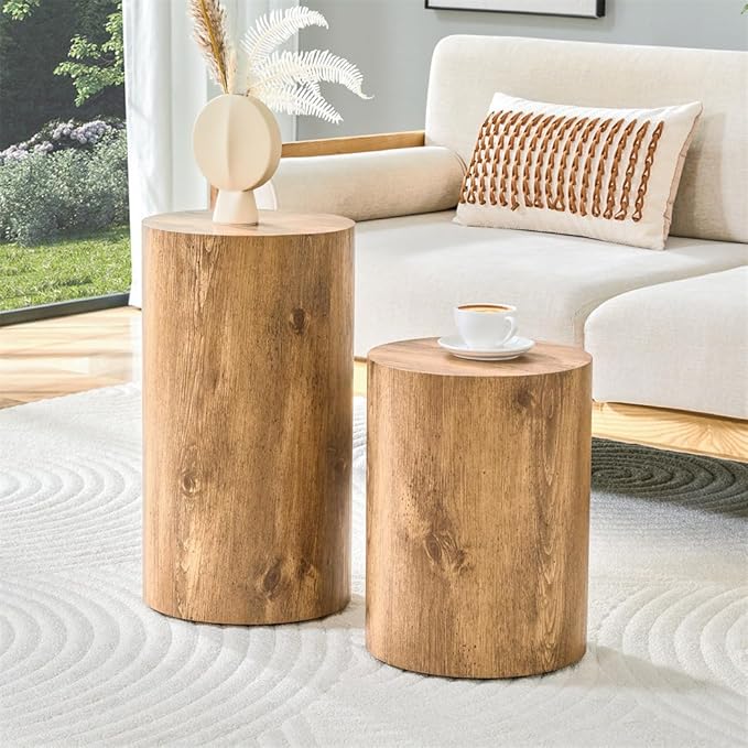 End Table Set of 2, Modern Round Side Table Sofa Couch Tables, Living Room Tables, Bedside Table Nightstand for Small Spaces, Bedroom