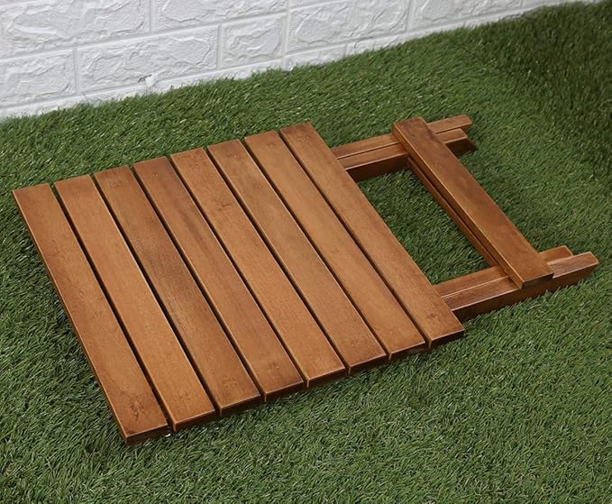 Small Side Table Square Folding, Patio Foldable Wooden End Table for Outdoor Indoor Porch Camping Living Room Bedroom, as Coffee Table or Plant Stand, Brown