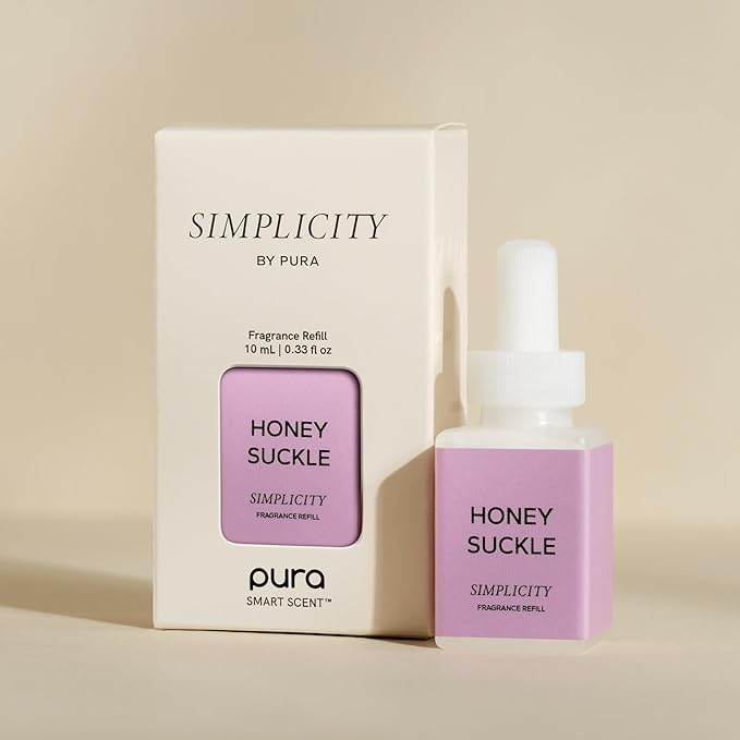 Pura & Simplicity Home Scent Refill - Smart Air Diffuser - Up to 120-Hours of Luxury Fragrance per Refill - Home Essential - Clean & Safe Diffuser Fragrance - 2 Pack, Honeysuckle