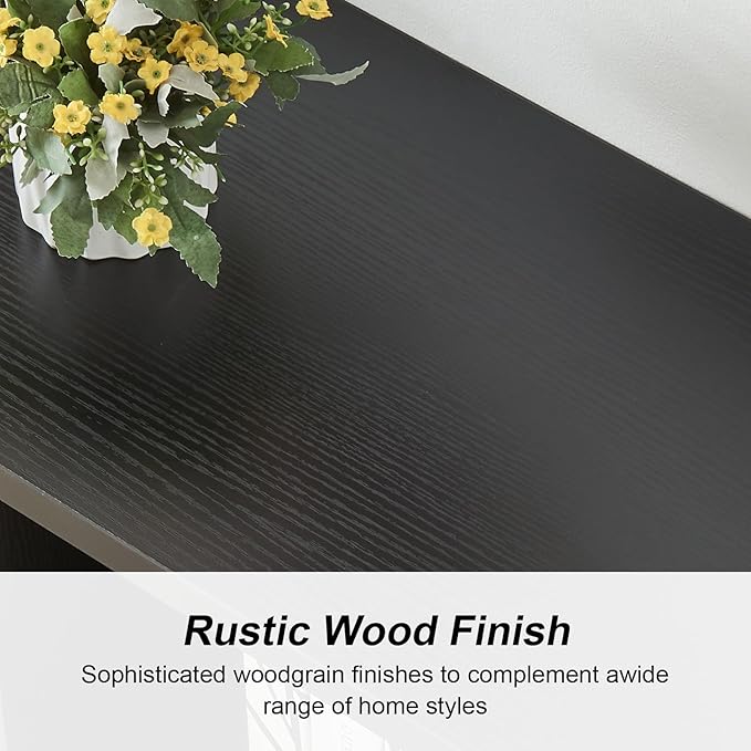 HOMISSUE Long Entryway Console Table, 70.9" Industrial Narrow Sofa Tables Behind Couch with 2 Tier Storage Shelf for Hallway, Living Room, Black