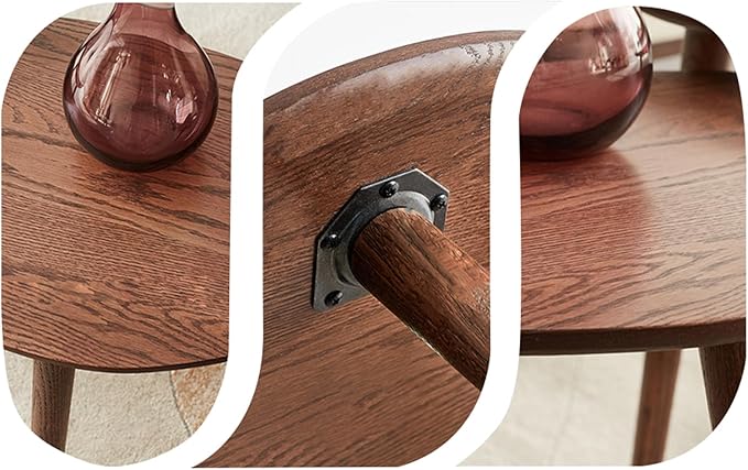 Oval Side Table,22.9" D x 33.5" W x 15.8" H Walnut Finish Oval Accent Table, 150lb Capacity & Easy Assembly,Mid Century Modern Small Coffee Table for Living Room, Bedroom, Office