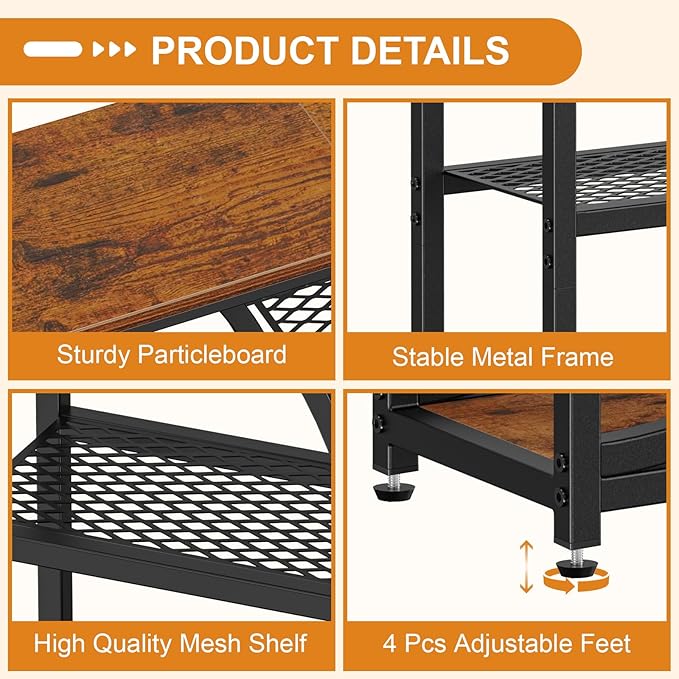 Snughome Entryway Table, Console Table with Charging Station, Industrial Narrow Sofa Table with 5 Tier Storage Shelves, Entrance Table for Hallway, Behind The Couch, Living Room, Foyer