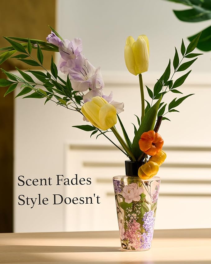 M&SENSE Lavender Glow Reed Diffuser Set - 8.79fl oz Home Fragrance Non-Toxic Essential Oil Diffuser with Sticks, Air Freshner Gifts for Bathroom Shelf Decor