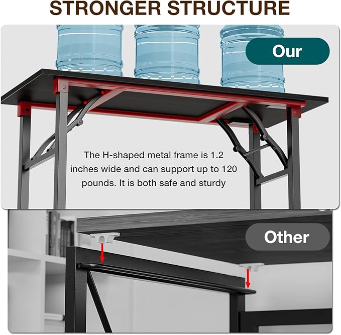 TEMI Small Computer Desk Folding Table - No Assembly, Compact 44.3" Foldable Desk with Power Outlets & USB Charging Port, Portable Small Office Desk, Ideal Mini Study Table, Dark Oak