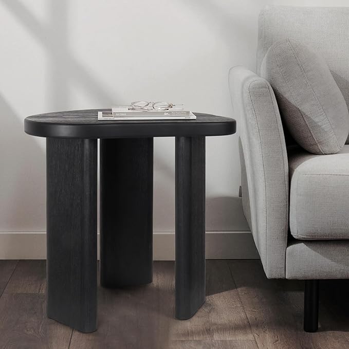 Oakrain Black End Tables, Wood Sofa Bed Side Table, Modern Nightstand for Bedroom, Small Coffee Table for Living Room