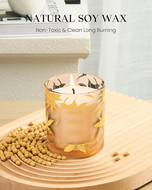 M&SENSE Creamy Scented Candles, Vegan Soy Candles, Vanilla Naturally Scented, 8.1oz 42-Hour Slow Burning Time, Toxic Free Winter Kitchen Relaxing Sleep Fancy Gift for Home Decor