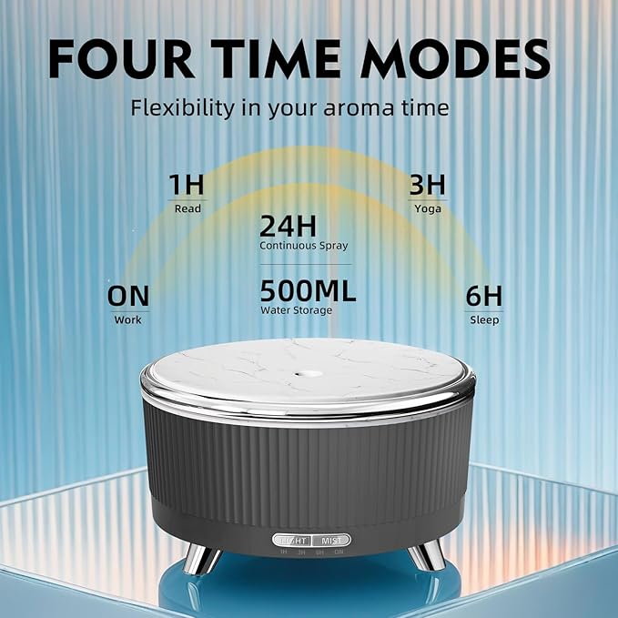 500ML Essential Oil Diffuser: Ultrasonic Aroma Diffuser with Remote Control for Spa Hotel Yoga Room - Humidifier for Bedroom with 7-Color Night Lights & Auto Shut-Off for Nursery/Women Home Relaxation
