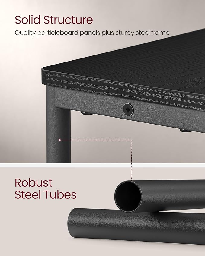 VASAGLE Side Tables with Charging Station, Set of 2 Narrow End Tables, 3-Tier Nightstands, Sofa Tables for Small Spaces, for Living Room, Bedroom, Study, Ebony Black and Ink Black ULCT664B01