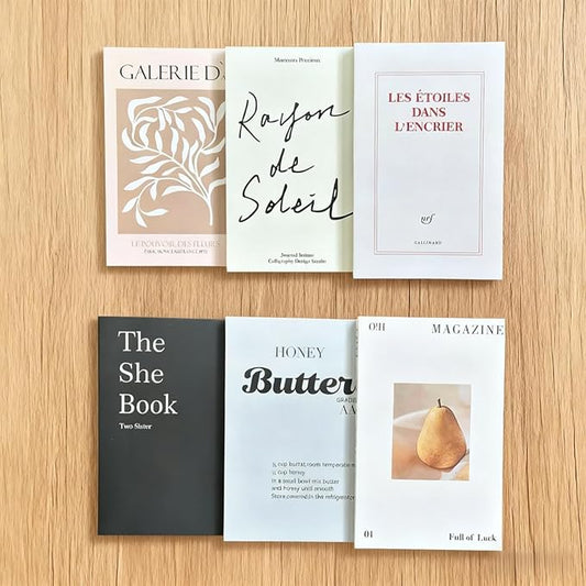 Luxe Large 6PCS Book Shelf Decor Decorative Book, Minimalist Linen Hardcover Faux/Fake Books for Coffee Table Home Decor Living Room Bedroom Decoration, Photo Storage, Assembly Required