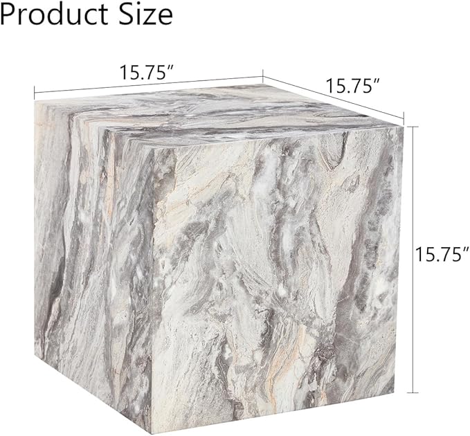 Side Table, End Table Living Room Table, Modern Sofa Couch Table, Faux Marble End Table, Bedside Table Nightstand for Small Spaces, Bedroom