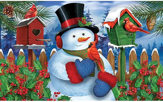 Briarwood Lane Snowman and Cardinals Doormat