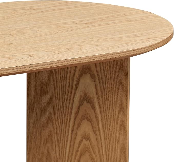 39.37'' Oval Coffee Table for Living Room, MDF Coffee Table Center Table for Bedroom, Modern Coffee Table End Table Side Table Accent Tea Table with Sturdy Pedestal for Apartment Office, Oak