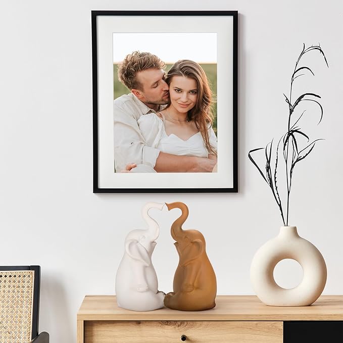 Loving Pair of Elephants, Handcrafted Resin Home Decor Statue Figurine Set, Lucky Gift for Women,Mon,Family, Couples & Elephant Lovers