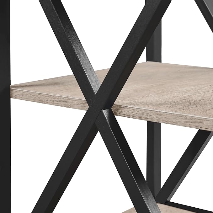 Yaheetech End Table Living Room, 3-Tier Side Table with Storage Shelves for Home Office, Industrial X Design Sofa Tables with Strong Metal Frame, Easy Assembly, Gray