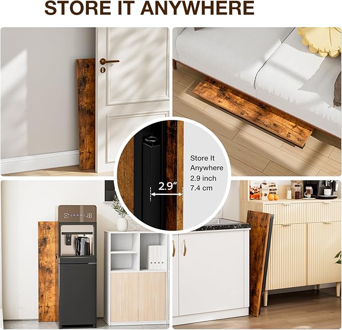 TEMI Small Computer Desk Folding Table - 35.8" Foldable Office Desk, No Assembly, Perfect for Small Spaces in Bedroom, Dorm, or Apartment, Portable Mini Desk or Study Table with Compact Design, Brown