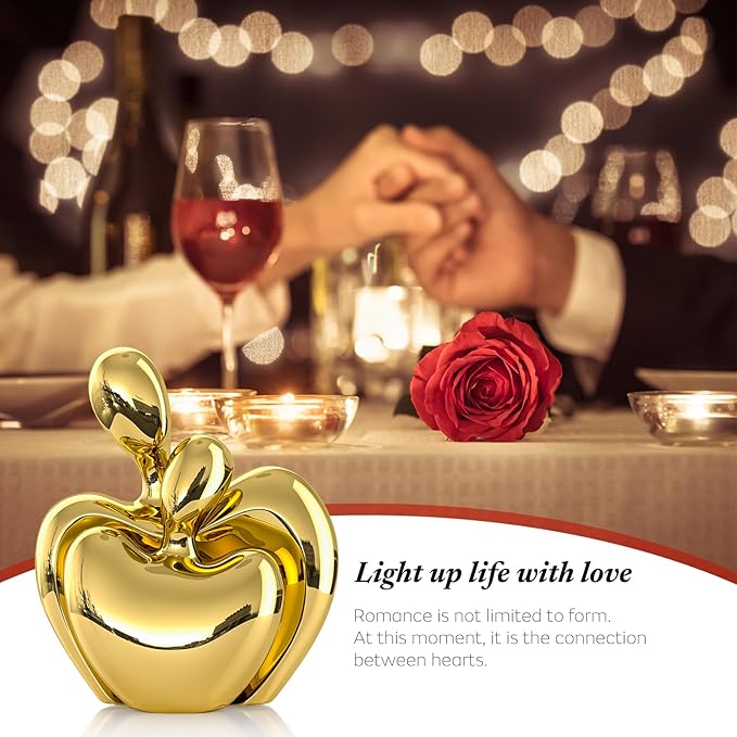 XMGZQ Gold Mini Hugging Couple Statue Ceramic Lover Figurine Home Decor is a Romantic Gift for Her on Wedding Anniversary and Valentines, TV Stand Decoration Knick Knacks for Shelves (Gold)