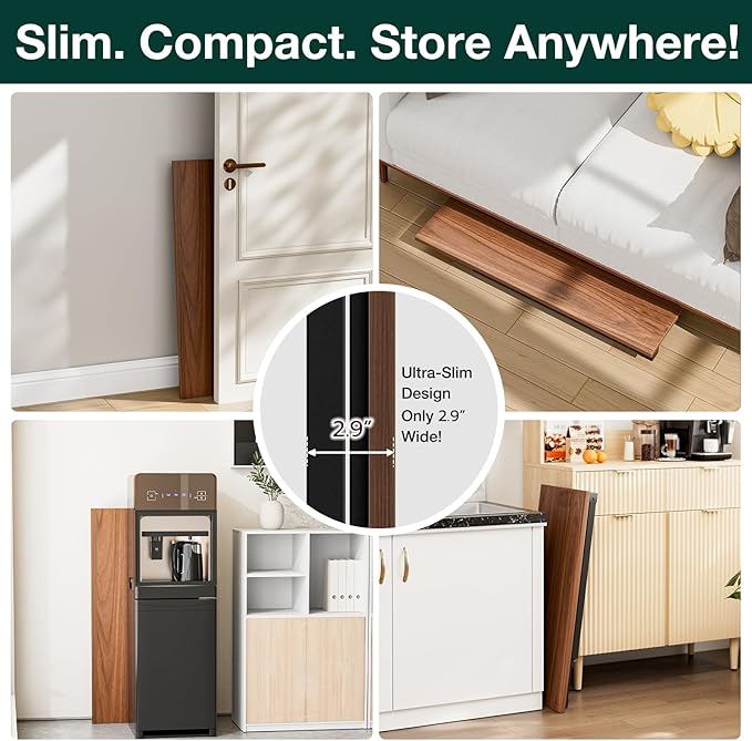 Frylr Small Folding Computer Desk – Portable 35.8 Inch Foldable Laptop Table, Collapsible and Compact for Easy Storage and Fast Setup, Lightweight for Small Spaces, Craft and Study Use, Dark Walnut