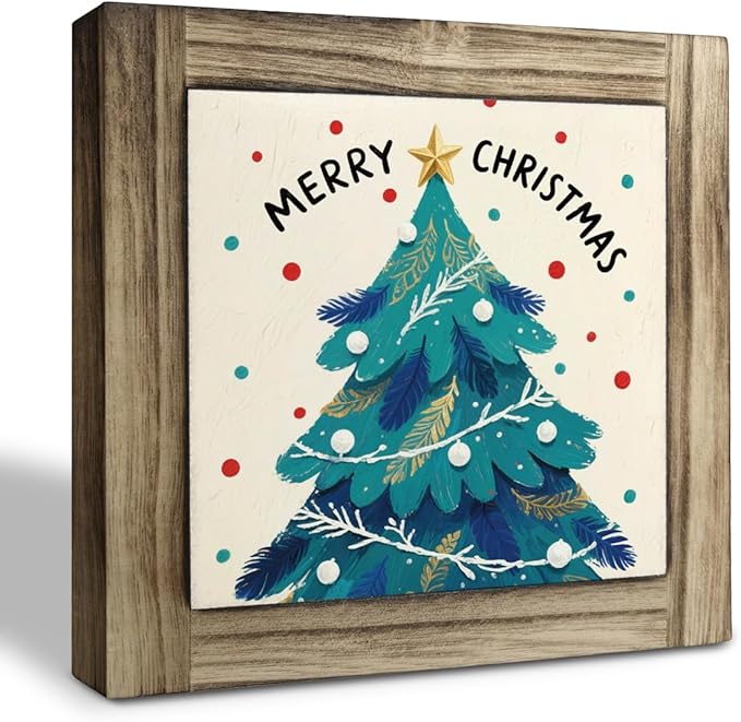 Modern Farmhouse Christmas Decor, Christmas Tree Decors, Decorative Wooden Block Sign, Rustic Home Office Decor, Cafe Shop Decors, Shelf Table Decoration, Merry Xmas Gifts